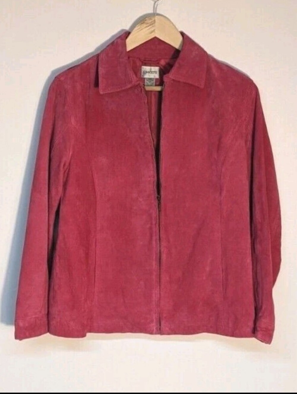 Chico's Rose Suede Leather Full Front Zip Jacket, M